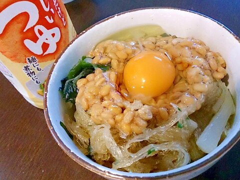 【糖質制限】卵納豆ｏｎすき焼き風なんちゃってうどん